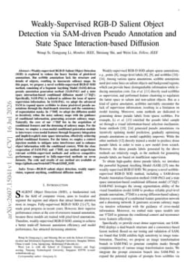 Weakly-Supervised RGB-D Salient Object Detection via SAM-driven Pseudo Annotation and State Space Interaction-based Diffusion