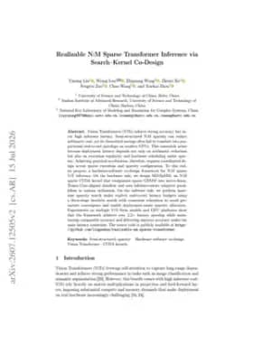Realizable N:M Sparse Transformer Inference via Search-Kernel Co-Design